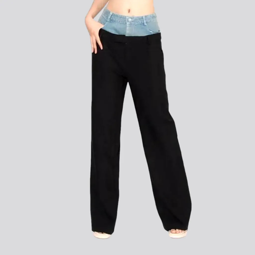 Plus Size Women's Fashion Light-wash straight jeans
 for ladies