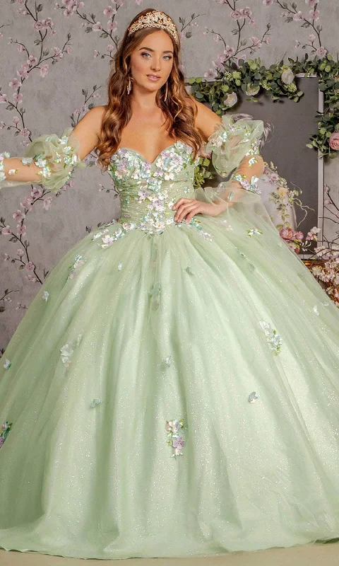 Women's Elegant Evening Outfit GLS by Gloria GL3300 - 3D Floral Embellished Sweetheart Ballgown Women's Elegant Evening Outfit GLS by Gloria GL3300 - 3D Floral Embellished Sweetheart Ballgown