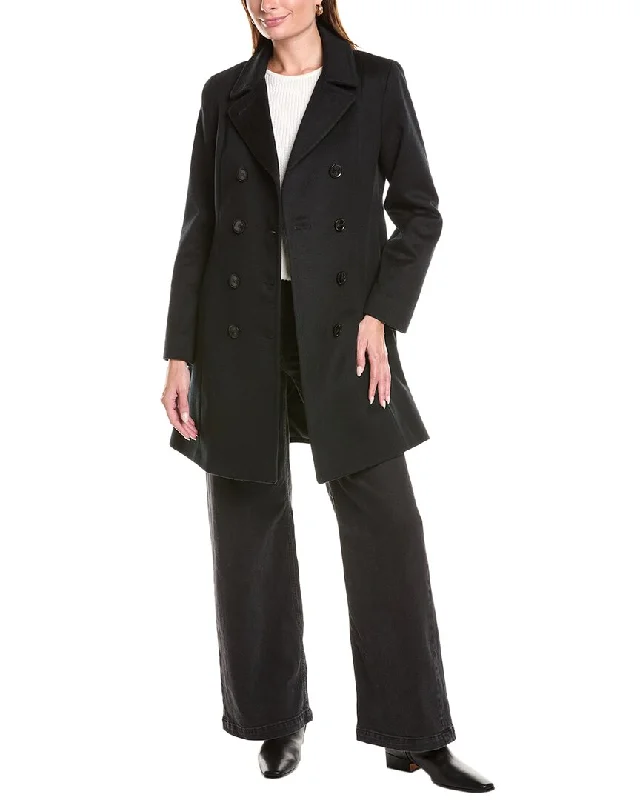 Fashionable Tops for Women sofiacashmere Modern Wool & Cashmere-Blend Trench Coat