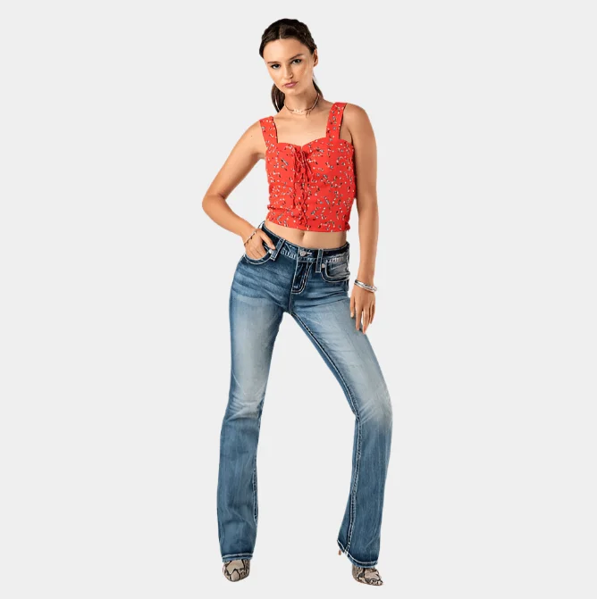 Women's Comfortable Apparel Miss Me Horse Shoe Bootcut Jeans
