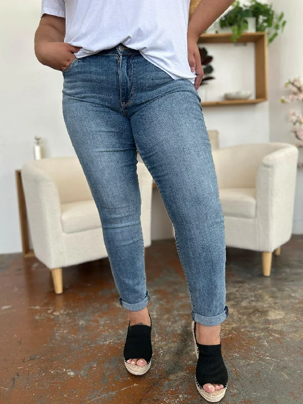 Women's Evening Garments Judy Blue Full Size Cuffed Hem Slim Jeans