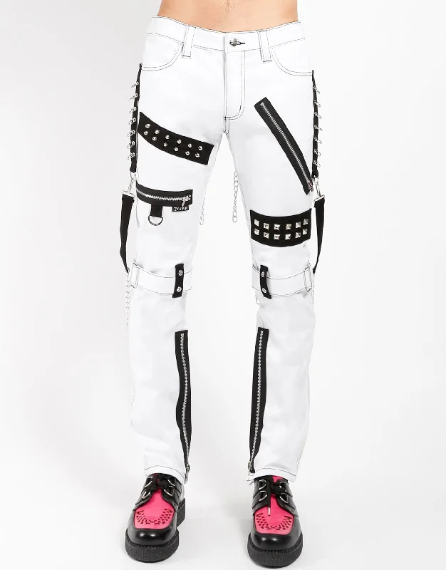 Vintage Women's Fashion STUDDED BONDAGE PANT WHITE