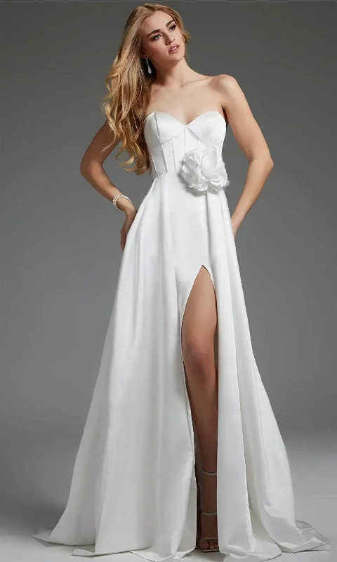 Formal Attire For Women Jovani JB40825 - Sweetheart Floral Accent Bridal Gown