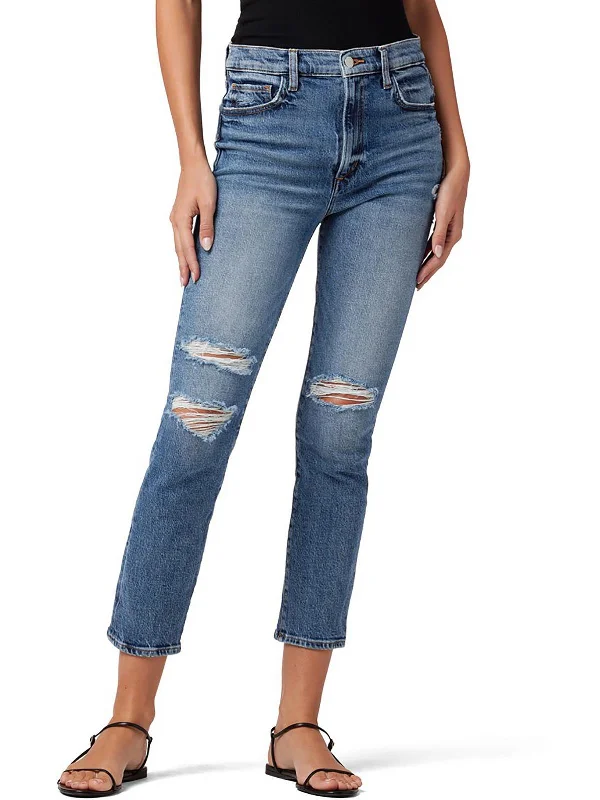 Stylish Women's Outerwear Apparel The Luna Womens High-Rise Crop Cigarette Jeans