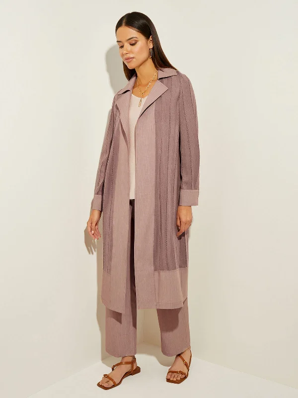 Discount Store Twill Trim Sheer Recycled Knit Duster
