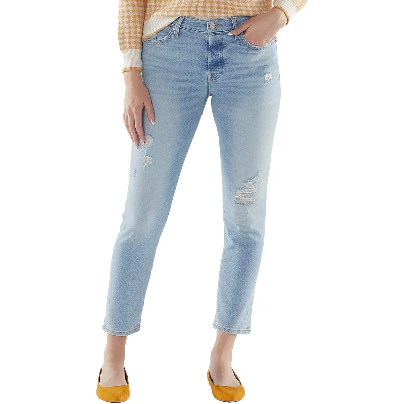 Women's Plus-Size Clothes Josefina Womens Low-Rise Distressed Slim Jeans