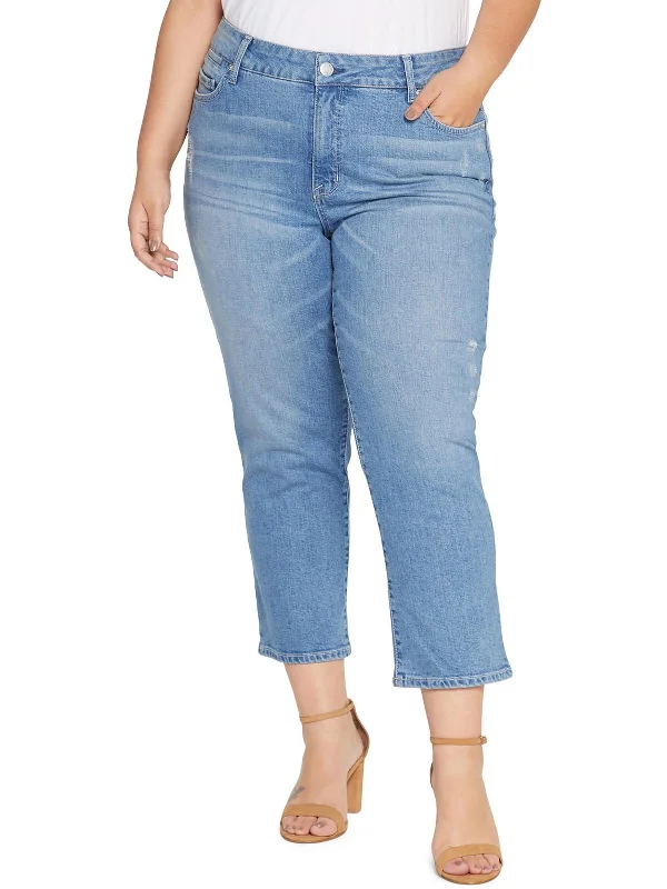 Affordable Women's Garments Plus Womens High Rise Light Wash Straight Leg Jeans