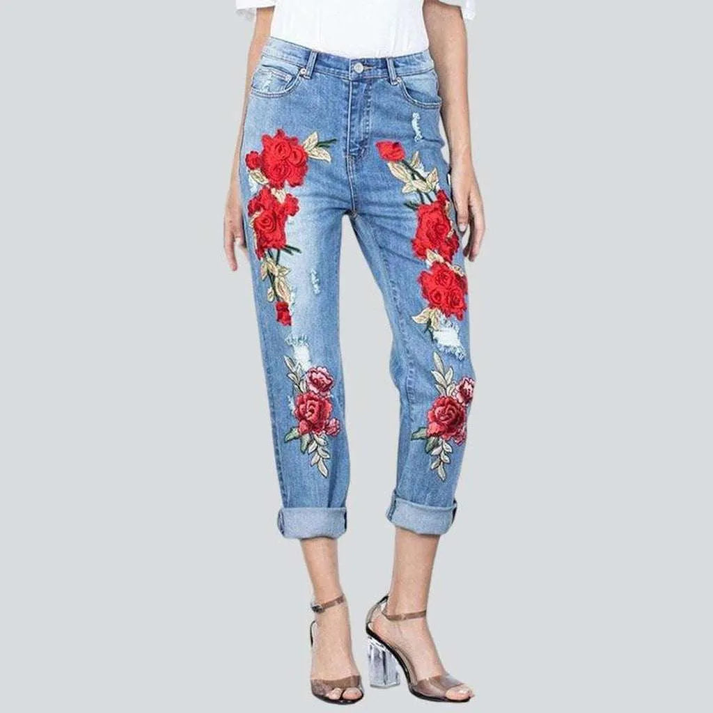 Women's Seasonal Fashion Trends Embroidered loose jeans for women