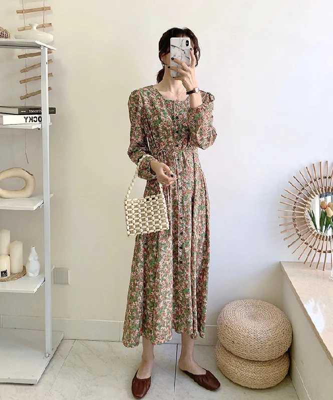Chic Women's Outfit Ideas Knee thin lace up square neck fairy Vintage Floral Dress 3911 Chic Women's Outfit Ideas Knee thin lace up square neck fairy Vintage Floral Dress 3911