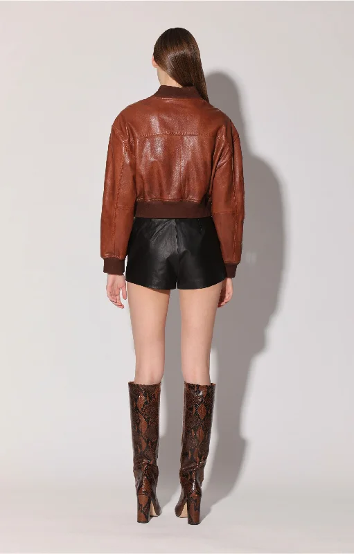 Women's Transitional Clothes Sydney Jacket, Teak - Leather