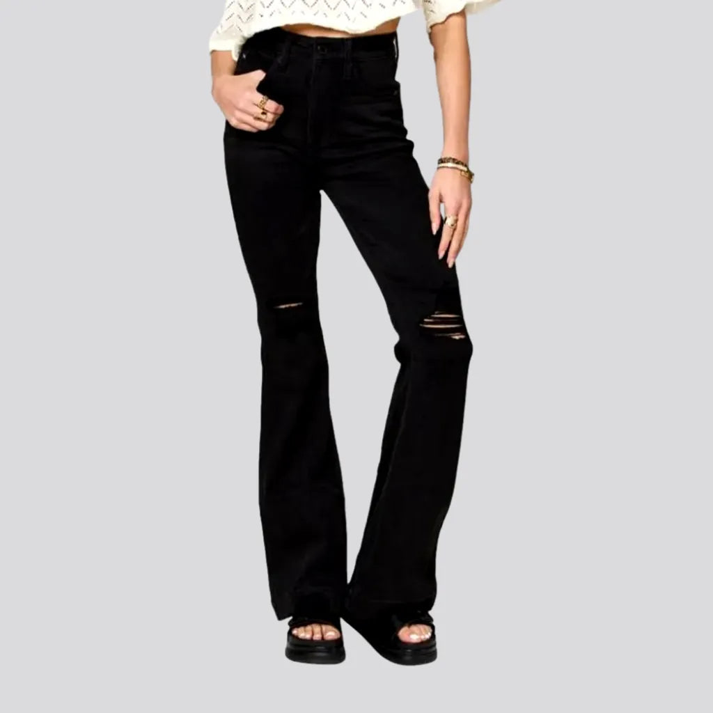 Women's Professional Outfit Ripped-knees women's bootcut jeans