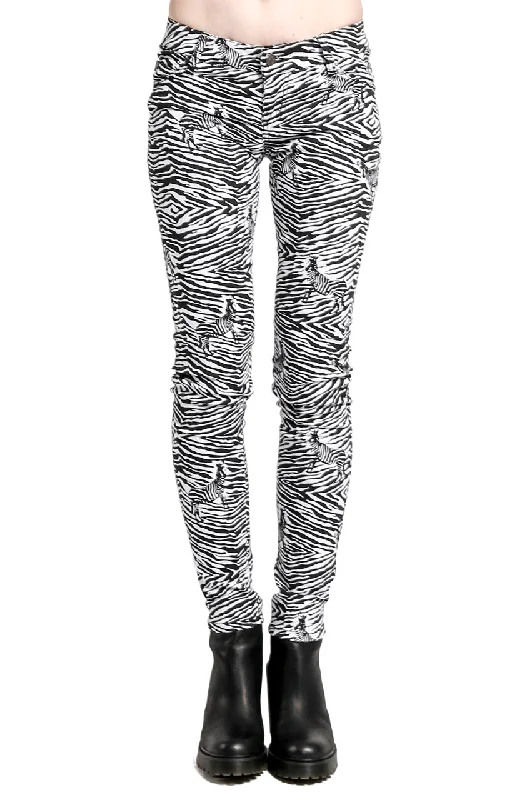 Trendy Women's Fashion Safari Jeans Zebra Print