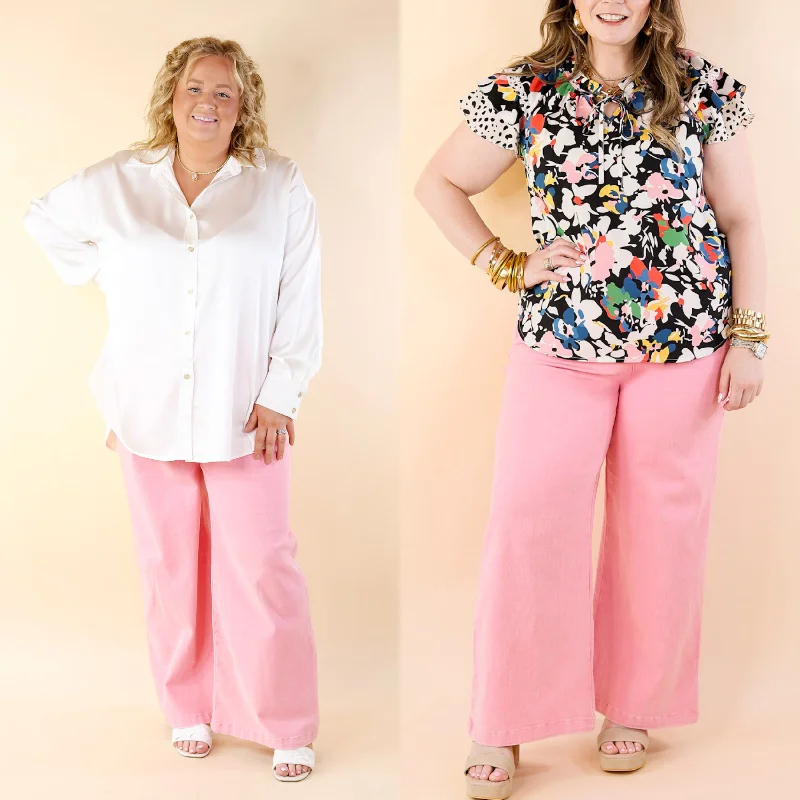 Women's High Street Fashion The Best Cropped Wide Leg Jeans in Pink