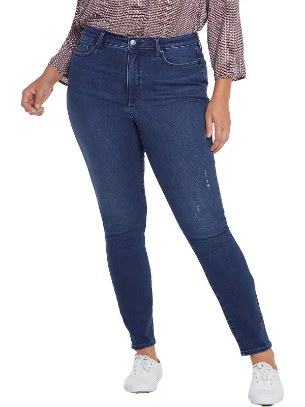 Women's Athletic Apparel Plus Ami Womens High-Rise Dark Wash Skinny Jeans