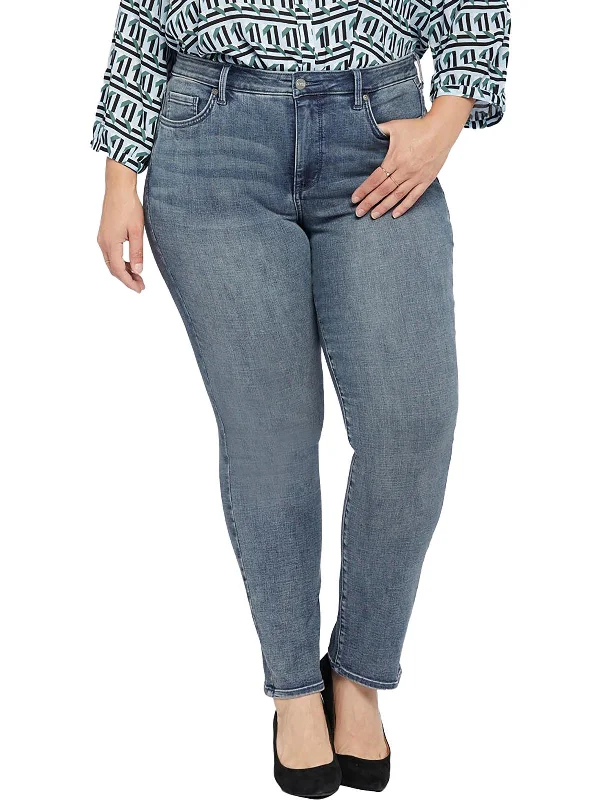 Elegant Women's Evening Garments Plus Sheri Slim Womens Mid-Rise Medium Wash Straight Leg Jeans